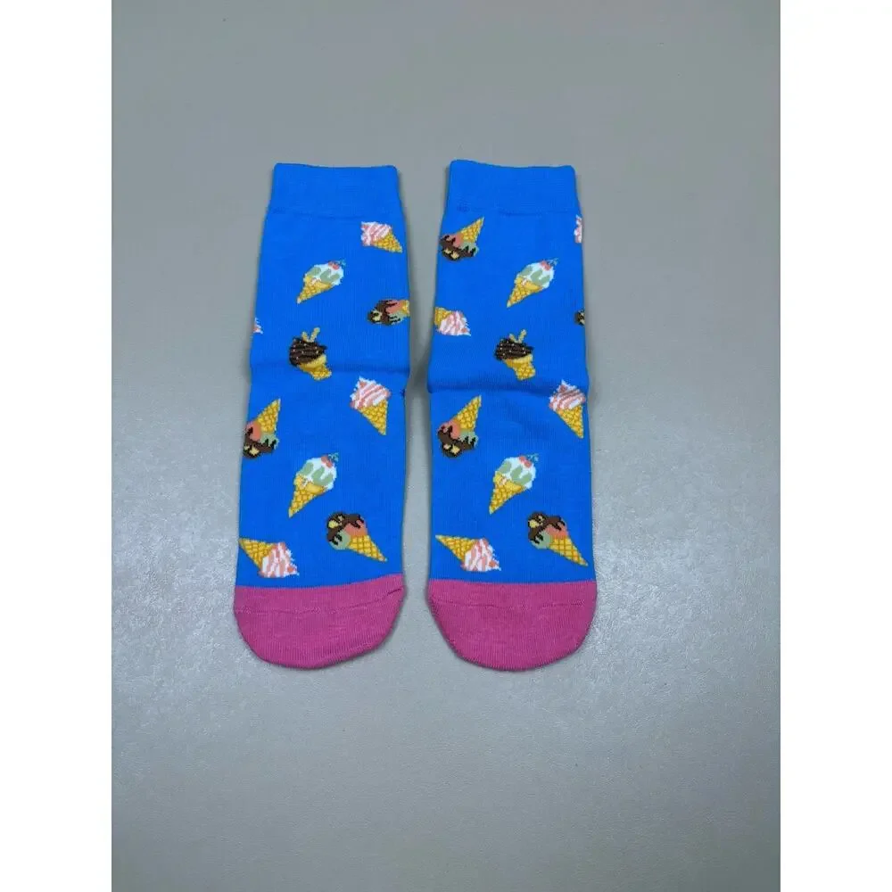 Happypop Funny Ice Cream Socks Gift Series Blue Pink Novelty Crew Socks NIB